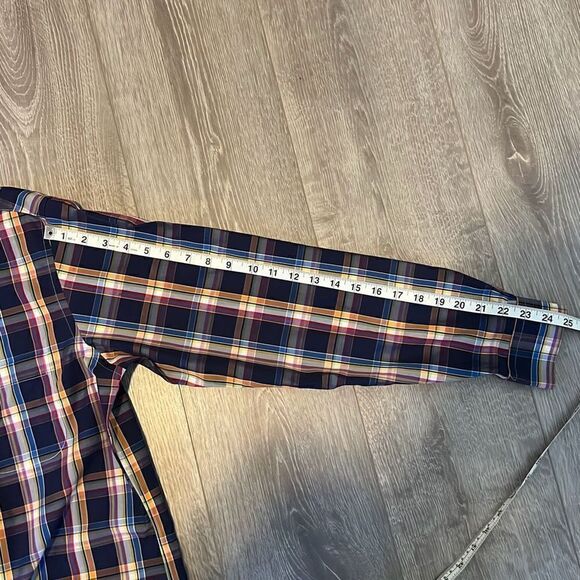 Brooks Brothers Men’s Med Slim Fit Non-Iron Button Down Dress Shirt Blue Orange - Picture 9 of 9